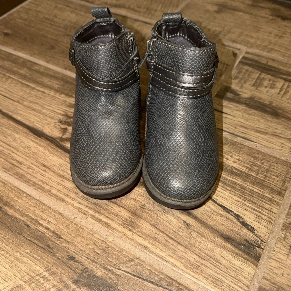 Step & Stride Harper Glitter Gray Booties Toddler Girl 6.5 For Wide Feet